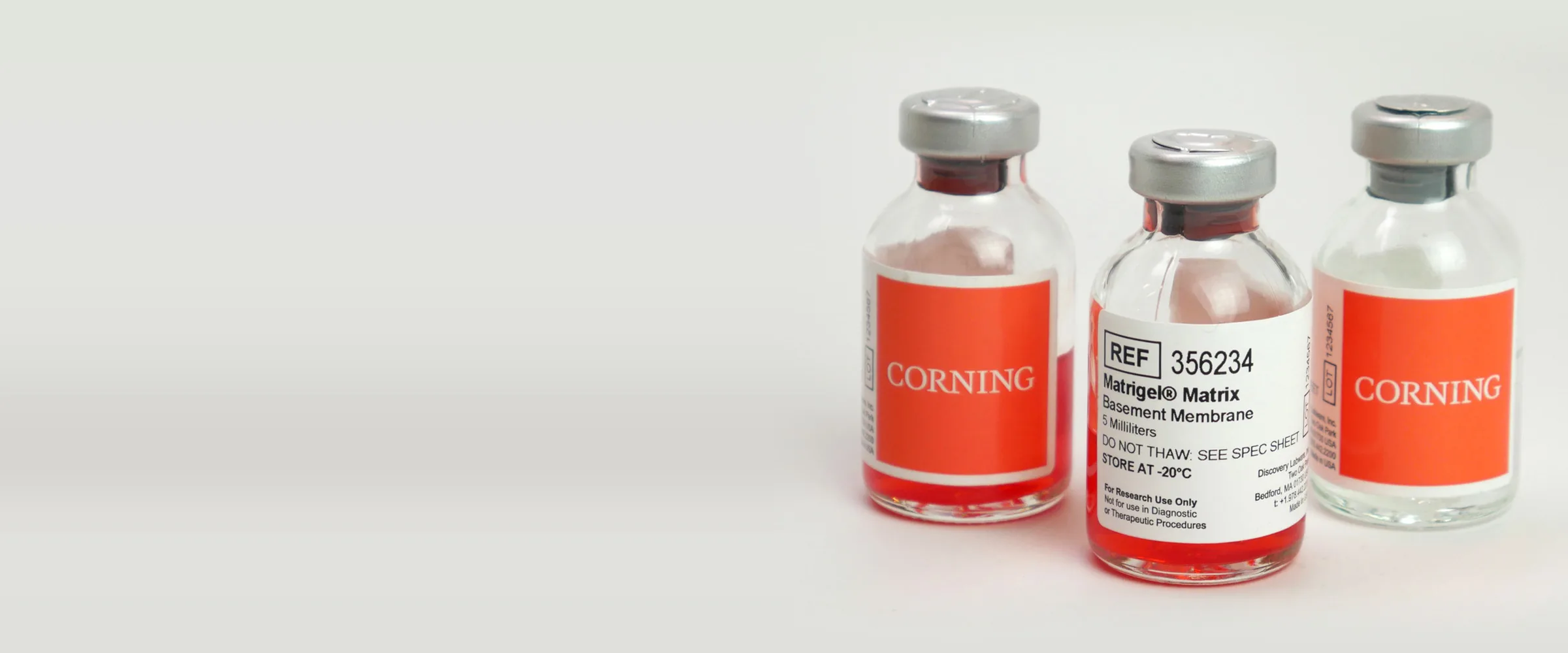 Corning Matrigel 기저막 매트릭스 바이알 세 개
